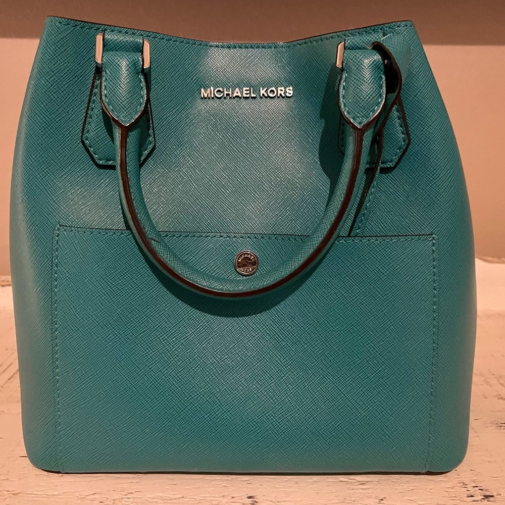 COPY - COPY - teal Michael Kors handbag.